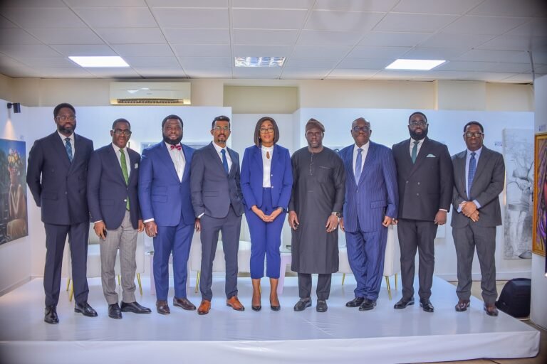 L-R: Kehinde Daodu, Prof. Bayo Adaralegbe, Kolade Olawuni, Kesaven Moothoosamy, Mabel Okereke, Azeez Abiodun, Olawale Akoni, SAN, Dr. Kubi Udofia and Tola Oshobi, SAN